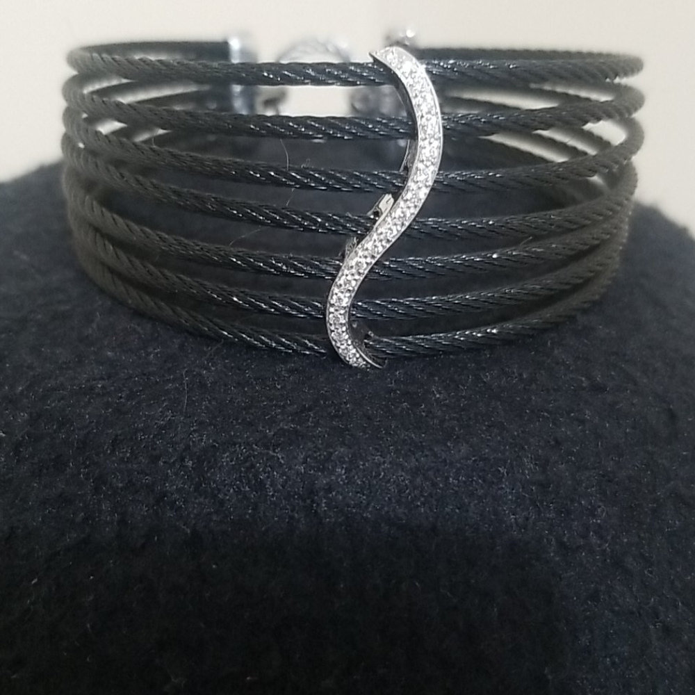 Alor 'Celtic Noir' 7 Strand Bracelet with Diamonds